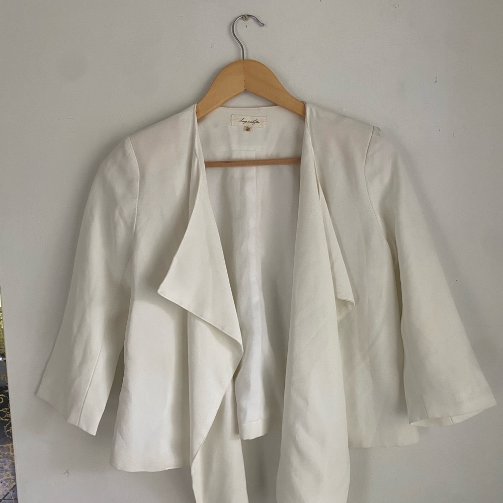 Sugarlips Cream Draped Women's Blazer